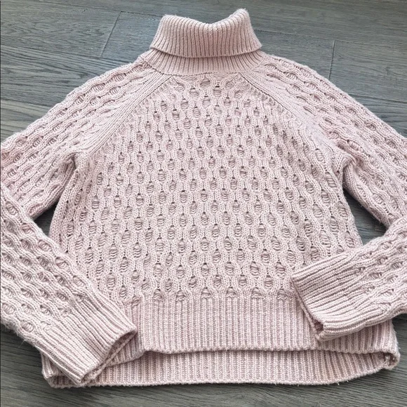 Laundry By Shelli Segal | Light Pink Textured Turtleneck Knit Sweater Size Large - Picture 2 of 9